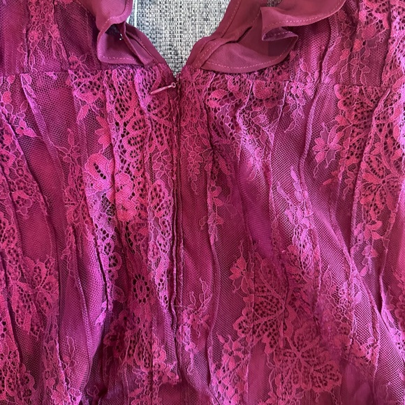 For Love & Lemons Daphne Lace Mini Dress in Bordeaux Small - Picture 8 of 11